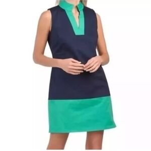 Sail to Sable Navy Green Sleeveless Tunic Shift Dress M Graduation Day Classic